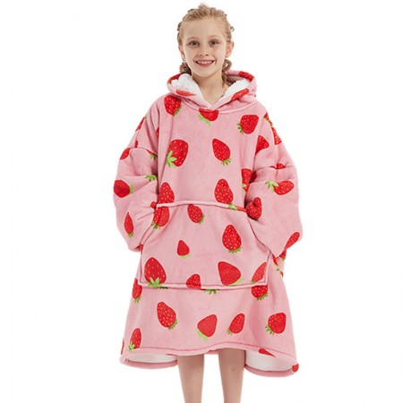 Sweat à capuche doux aux fraises couverture confortable pour enfants