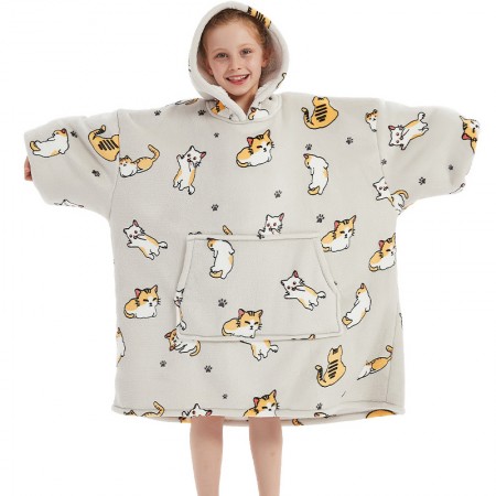 Couverture à capuche chat mignon sweat-shirt Plaid capuche chaud pour enfants