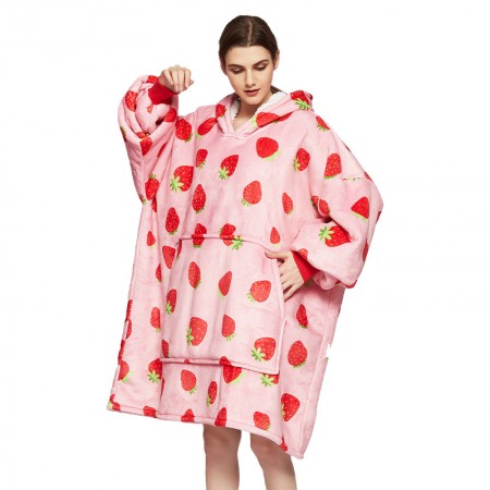 Couverture surdimensionnée à capuche couverture portable sweat-shirt confortable aux fraises