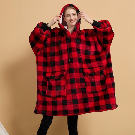 Plaid capuche Couverture portable à capuche sweat-shirt à carreaux à la mode