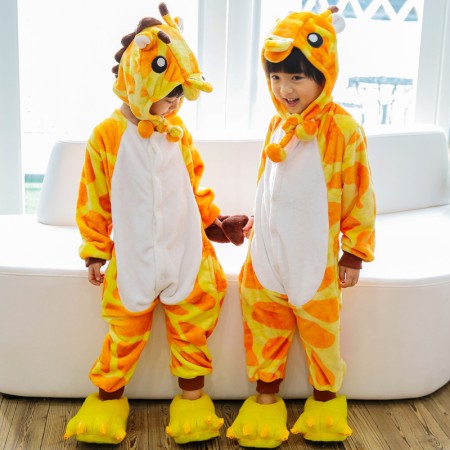 Combinaison Pyjama Enfants Girafe Capuche Garçon & Fille Déguisement Déguisement