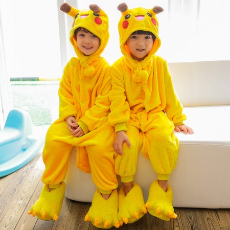 Combinaison Pyjama Enfants Pikachu Capuche Garçon & Fille Déguisement Déguisement