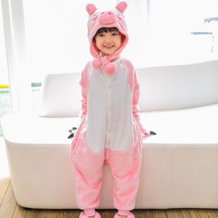 Combinaison Pyjama Enfants Rose Cochon Capuche Garçon & Fille Déguisement Déguisement