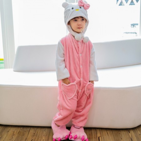 Combinaison Pyjama Enfants Kitty Chat Capuche Garçon & Fille Déguisement Déguisement