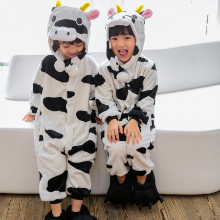 Combinaison Pyjama Enfants Vache Capuche Garçon & Fille Déguisement Déguisement