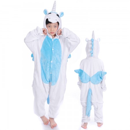 Combinaison Pyjama Enfant Pegasus Licorne Bleue Déguisement Déguisement