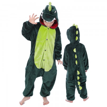 Combinaison Pyjama Enfant Dinosaure Vert Déguisement Déguisement