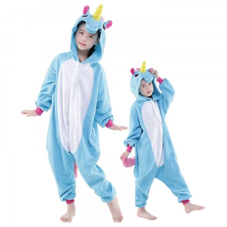 Combinaison Pyjama Enfants Licorne Bleue Déguisement Déguisement