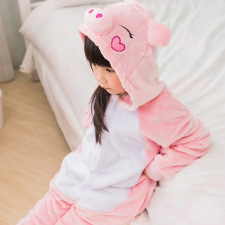 Combinaison Pyjama Enfant Cochon Rose Garçon & Fille Déguisement Déguisement