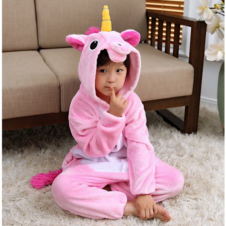 Combinaison Pyjama Enfant Rose Licorne Déguisement Déguisement