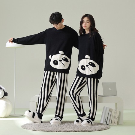Panda Pyjamas Vêtements de nuit en flanelle pour les couples
