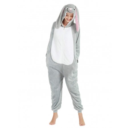 Déguisement Grey Bunny Rabbit Pyjama Femme Homme Pyjama Combinaison