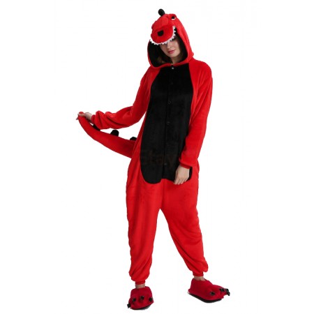 Déguisement Rot Dinosaurier Pyjama Femme Homme Pyjama Combinaison