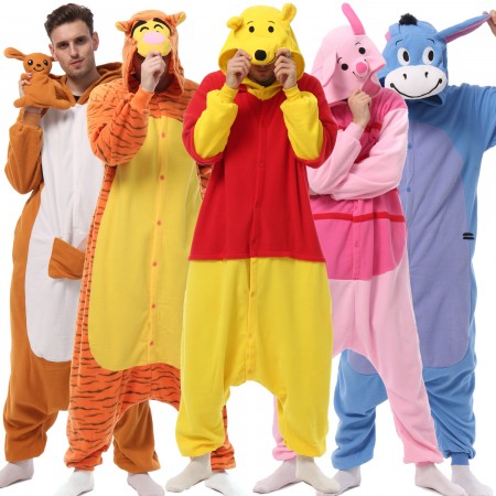 Déguisement Winnie the Pooh & Tigger & Piglet & Eeyore Pyjama Femme Homme Pyjama Combinaison