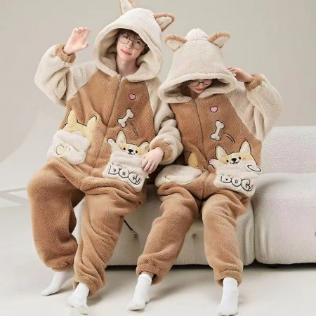 Pyjama une pièce Corgi Pyjama assorti pour couples