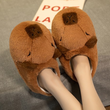 Chaussons En Peluche Capybara Mignons Et Moelleux Pour I'intérieur