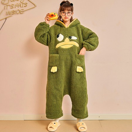 Filles Onesie hiver chaud vêtements de nuit Anime dessin animé canard pyjamas