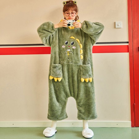 One Piece Dino Pjs Combinaison à capuche pour la maison avec dinosaure mignon