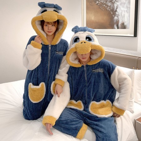Pyjama Ducky Onesie pour couples vêtements de nuit épais une pièce