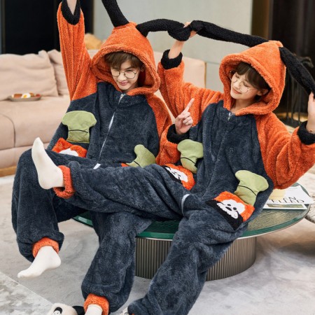 Couples Goffy Onesie Pyjama à capuche en velours corail