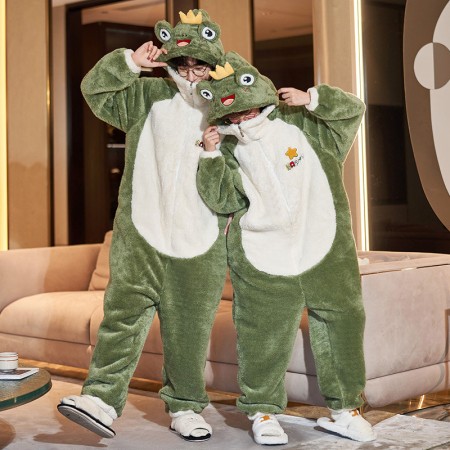 Pyjamas en polaire corail pour couples Pyjamas assortis grenouille