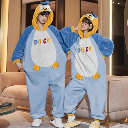 Canard Onesie Pyjama Peluche Combinaison Pyjama Assorti Pour Les Couples