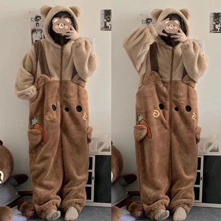 Combinaison pyjama Bear Onesie avec fermeture éclair et manches longues