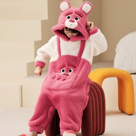 Pyjama Onesie de dessin animé pour enfants ours aux fraises vêtements de nuit