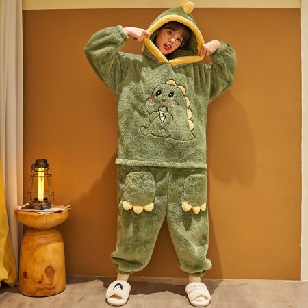 Pyjama Dino pour femme, combinaison chaude d'hiver vêtements de nuit