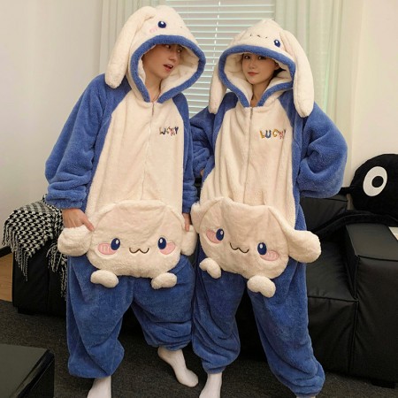 Pyjama de couple une pièce Cinnamoroll vêtements de nuit d'hiver Kawaii