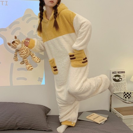 Pyjama en flanelle une pièce dessin animé tigre combinaison chaude