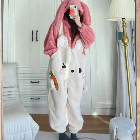 Kawaii Bunny Onesie Polaire Combinaison Pyjama Pour Femme