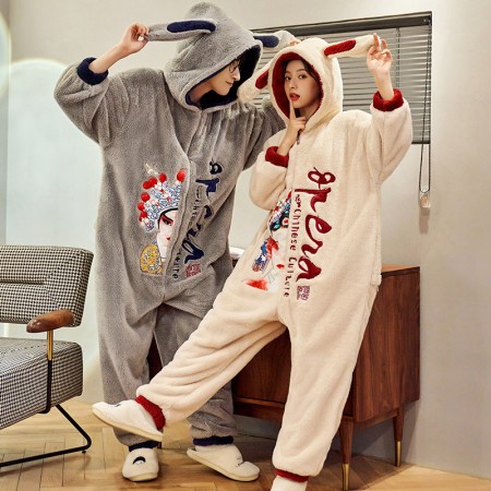 Pyjamas en flanelle Opera Mask Onesie Pyjamas assortis pour les couples