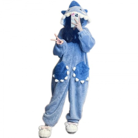 Pyjama à capuche en flanelle 3D Shark Onesie pour femme