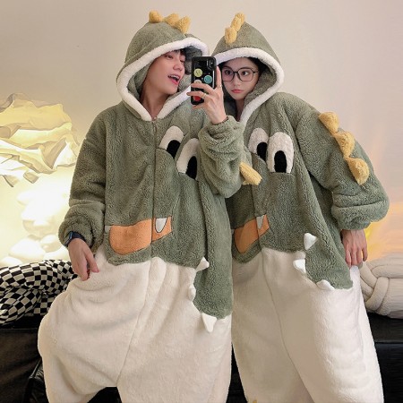 Pyjama Onesie en flanelle Dino Couples Pyjamas de Noël