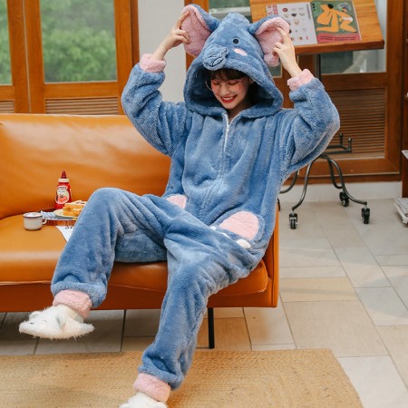 Combinaison à capuche pour adulte combinaison douce de dessin animé pyjama grande taille