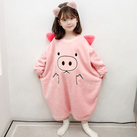 Robe à capuche moelleuse en flanelle pour enfants couverture cochon, pyjama