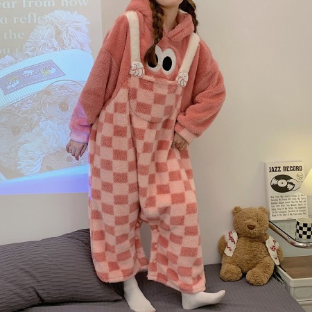 Pyjamas en flanelle Pyjamas à capuche pour filles épaissir les combinaisons en polaire corail