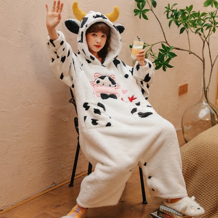 Anime vache Onesie pyjamas épaissir combinaison adulte vêtements de nuit de noël