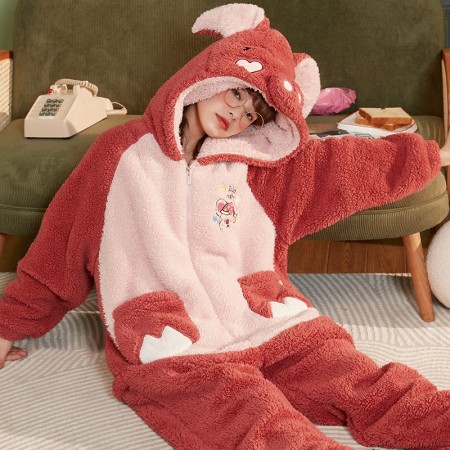 Pyjama Onesie en forme de cochon cœur pour filles vêtements de nuit de dessin animé