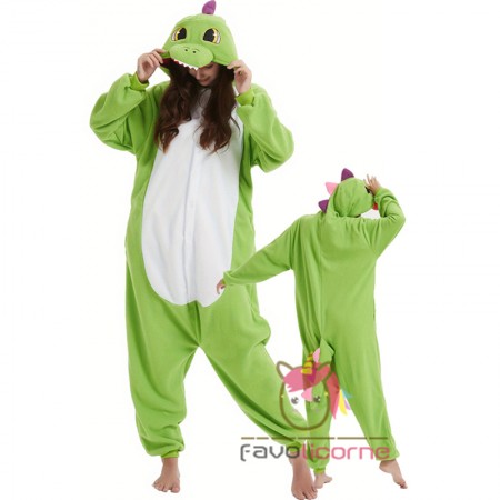 Costume d'Halloween dinosaure vert combinaison facile à cosplay pyjama de fête