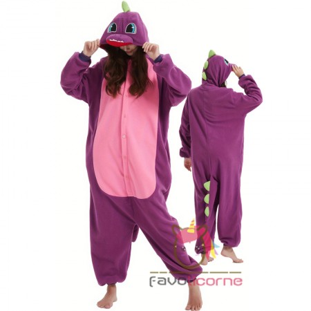Costume d'Halloween de dinosaure violet Combinaison de cosplay facile à porter Pyjama de fête