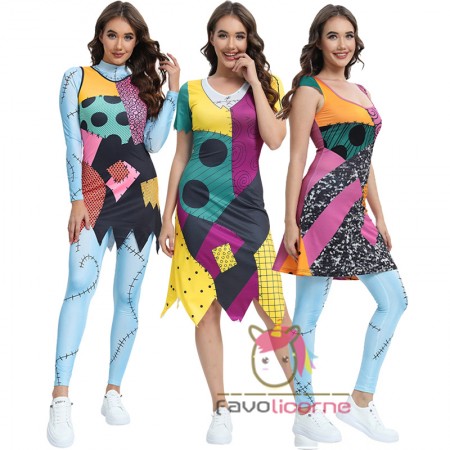 Déguisement Sally de L'Étrange Noël de Monsieur femme tenue de cosplay facile pour Halloween