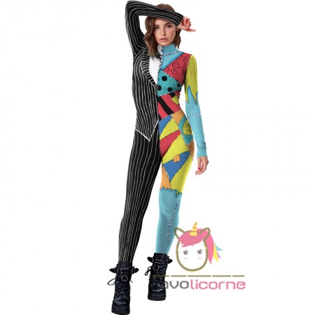 Combinaison de costume d'Halloween Jack Skellington Sally de L'Étrange Noël de Monsieur