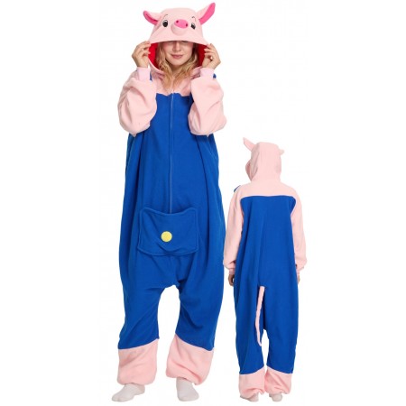 Combinaison cochon bleu – Déguisement Halloween onesie