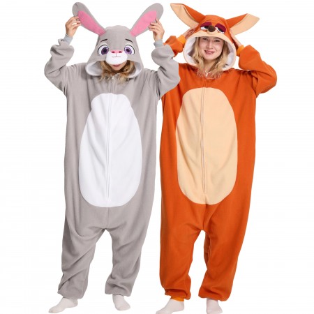 Déguisements couple lapin & renard – Combinaisons onesie duo