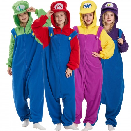 Costumes groupe Super Mario adulte – Mario Luigi Wario Waluigi Halloween