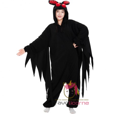 Costume de Mothman Combinaison Halloween Cosplay Facile Costume Fête Porter Pyjama