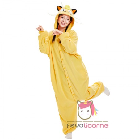 Costume de Meowth Onesie Halloween Easy Cosplay Costume Party Wear Pyjama pour adulte