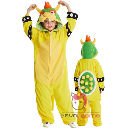 Costume Bowser pour enfants combinaison d'Halloween cosplay facile tenue de fête pyjama